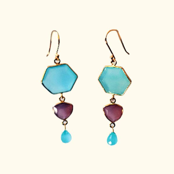 Aqua-Pink-Chalcedony-Earring